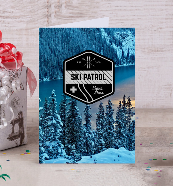 Открытка с изображением Ski patrol цвета Белый