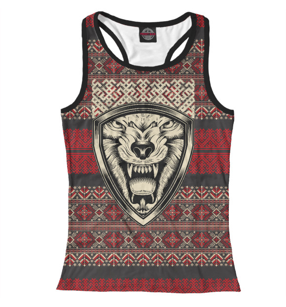 Женская майка-борцовка с изображением Симаргл в узорах цвета Белый