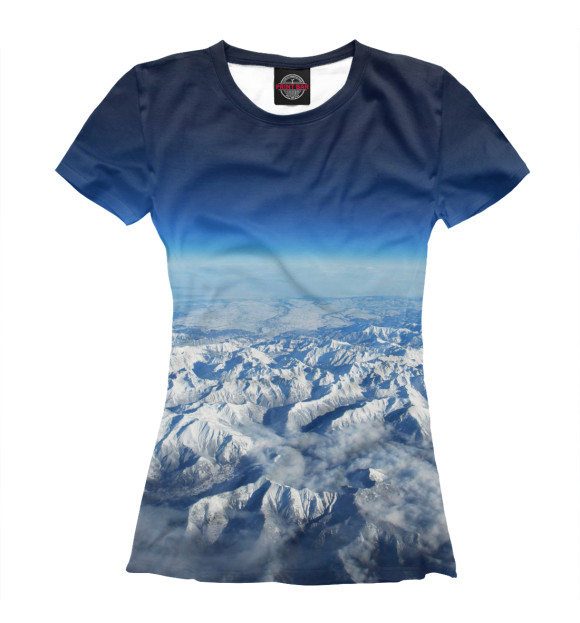 Женская футболка с изображением Горы из космоса цвета Белый