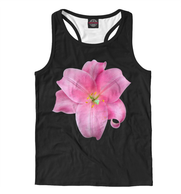 Мужская майка-борцовка с изображением Розовый цветок цвета Белый