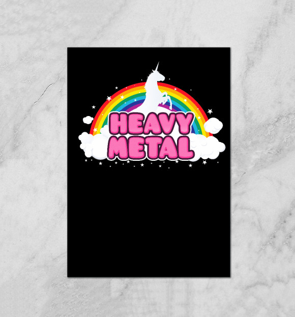 Плакат с изображением Heavy Metal Unicorn цвета Белый