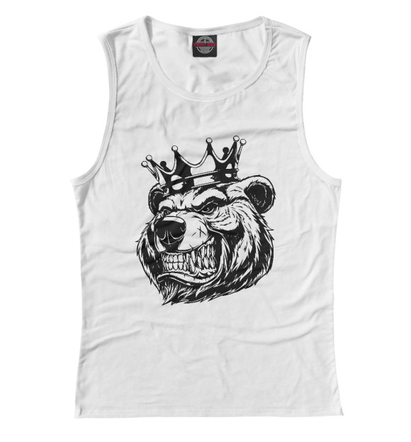 Майка для девочки с притом Медведь цвета Белый Майка для девочки с изображением Медведь цвета Белый