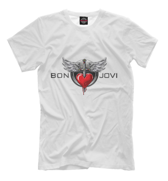 Мужская футболка с изображением Bon Jovi цвета Белый
