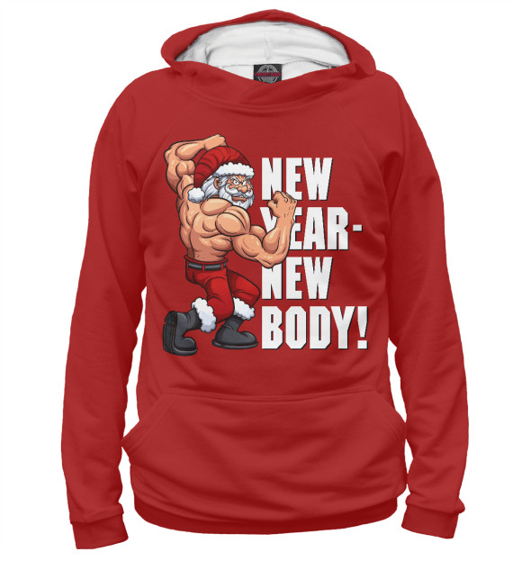 Женское худи с изображением New Year - New Body! цвета Белый