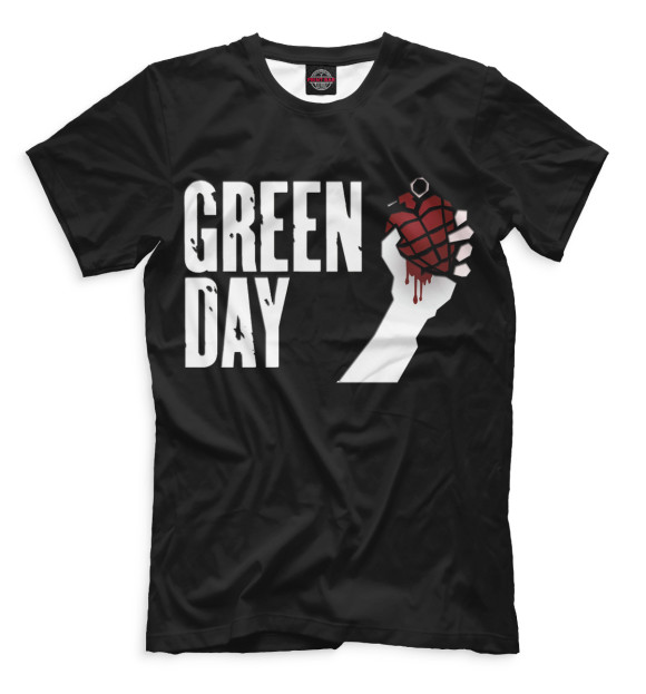 Мужская футболка с изображением Green Day цвета Черный