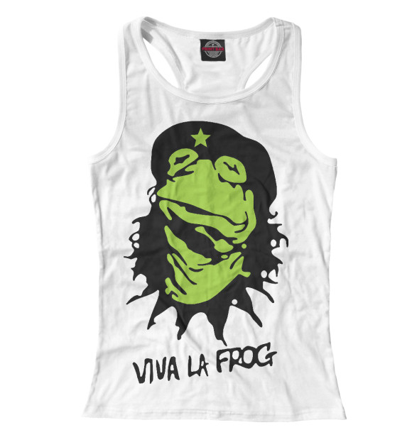 Женская майка-борцовка с изображением Viva la Frog цвета Белый