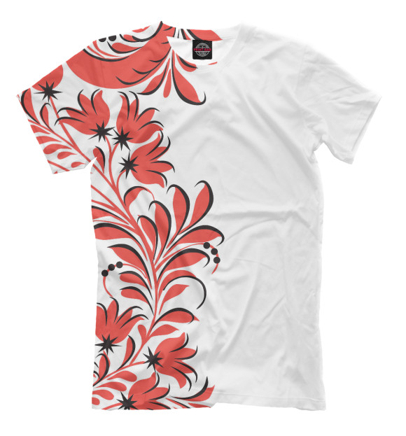 Мужская футболка с изображением Россия цветы цвета Белый