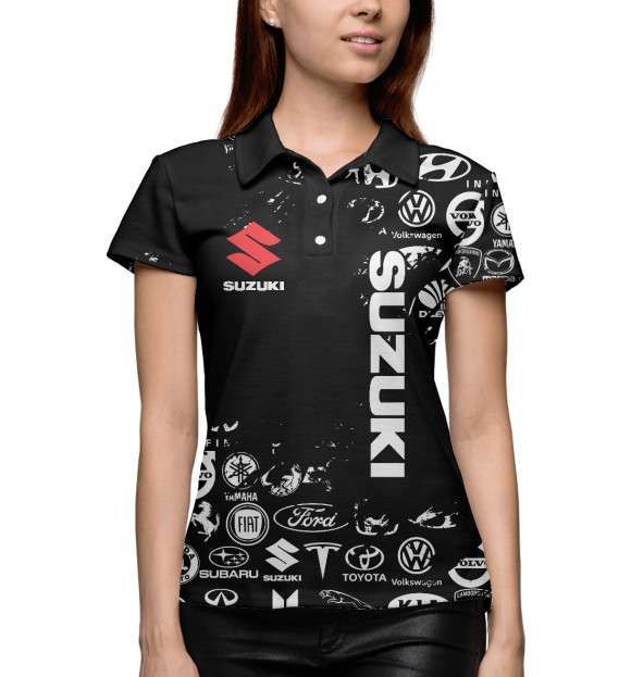 Женское поло с изображением Suzuki цвета Белый
