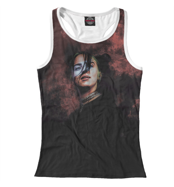 Женская майка-борцовка с притом Билли Айлиш цвета Белый Женская майка-борцовка с изображением Билли Айлиш цвета Белый