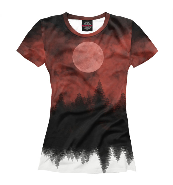 Женская футболка с изображением Кровавая Луна цвета Белый