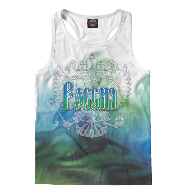 Мужская майка-борцовка с изображением Россия цвета Белый