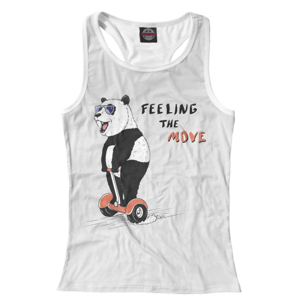 Женская майка-борцовка с изображением Feeling the move цвета Белый