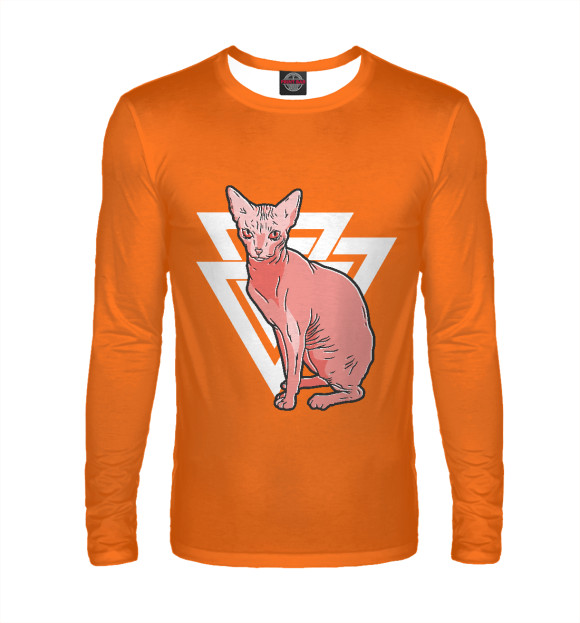 Мужской лонгслив с изображением Triangle Sphynx цвета Белый