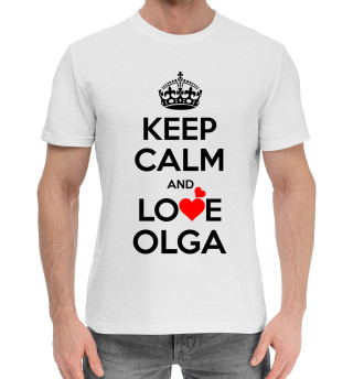 Хлопковая футболка для мальчиков Будь спокоен и люби Ольгу