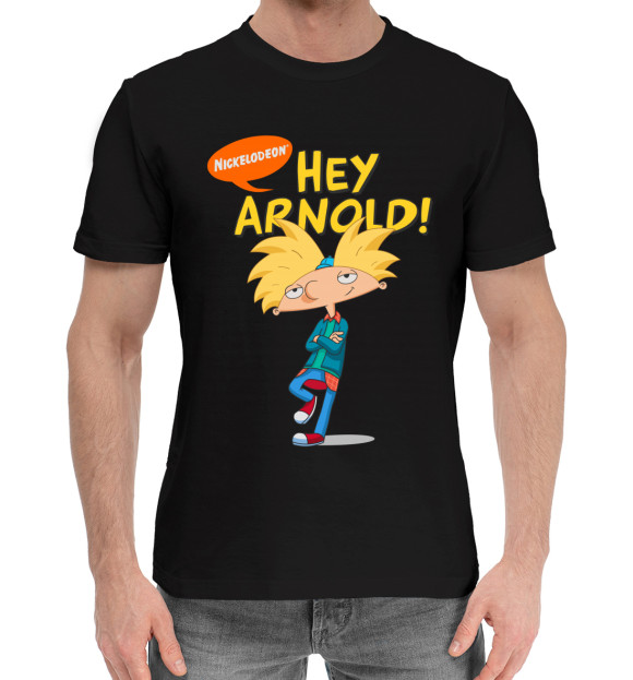 Мужская хлопковая футболка с изображением Hey, Arnold! цвета Черный