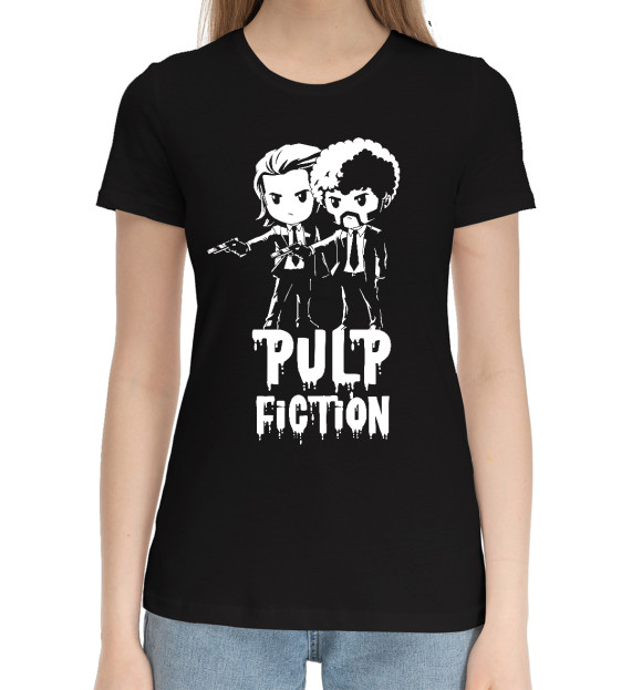 Женская хлопковая футболка с изображением Pulp fiction цвета Черный