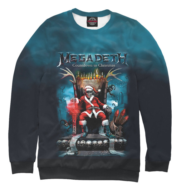 Свитшот для девочек с изображением Megadeth Санта цвета Белый