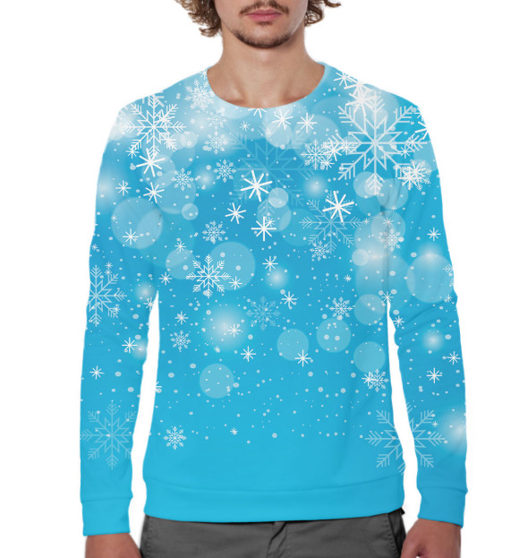 Мужской свитшот с изображением Снежинки цвета Белый