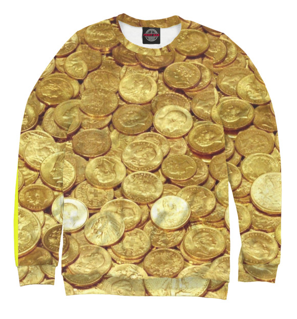 Мужской свитшот с изображением Золотые монеты цвета Белый