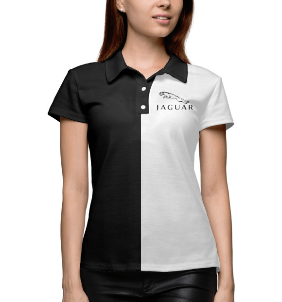Женское поло с изображением Jaguar цвета Белый