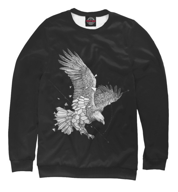 Свитшот для девочек с изображением Geometric dark eagle цвета Белый