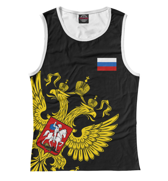 Майка для девочки с изображением Россия Флаг и Герб цвета Белый