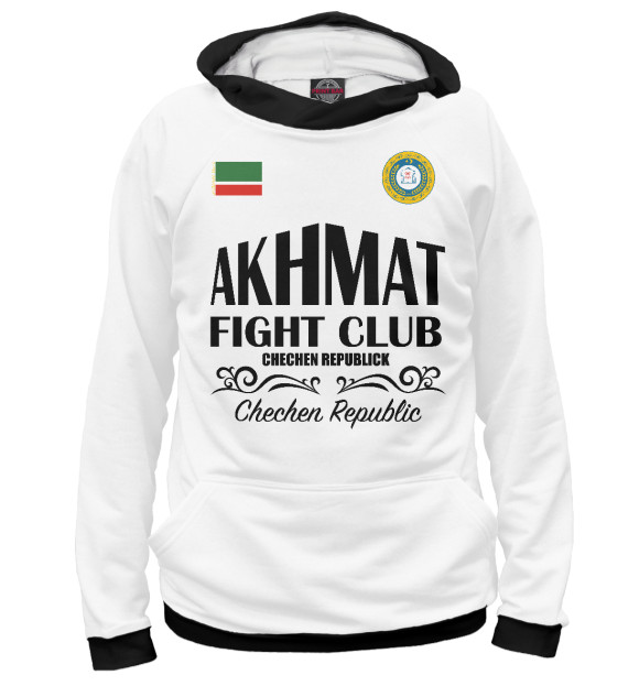 Мужское худи с изображением Akhmat Fight Club цвета Белый