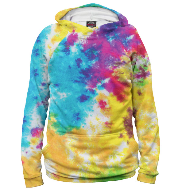 Женское худи с изображением Tie-dye цвета Белый