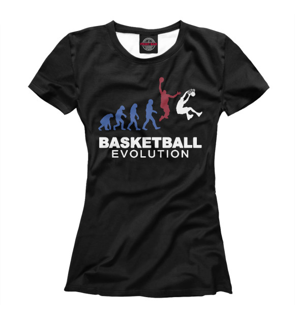 Женская футболка с изображением Эволюция баскетбола цвета Белый
