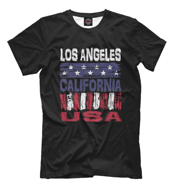 Мужская футболка с изображением USA - California цвета Черный