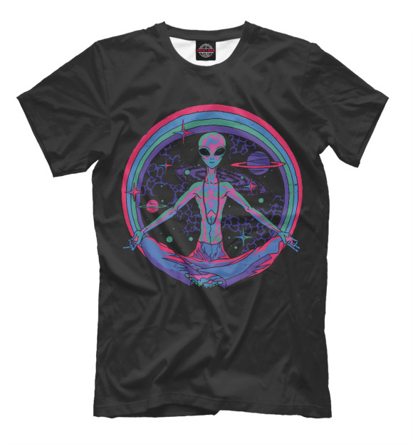 Мужская футболка с изображением Медитация цвета Черный