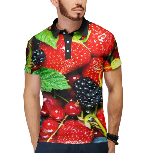 

Поло Print Bar, Белый, Ягодки