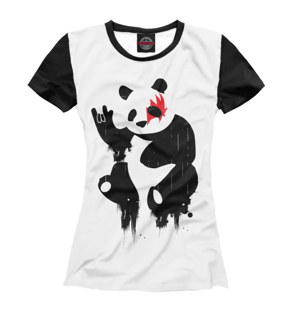 Женская футболка с изображением Рок-Панда цвета Белый