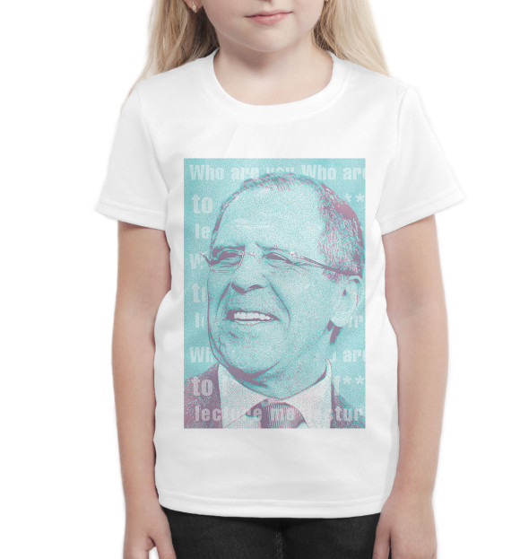 Футболка для девочек с изображением Сергей Лавров цвета Белый