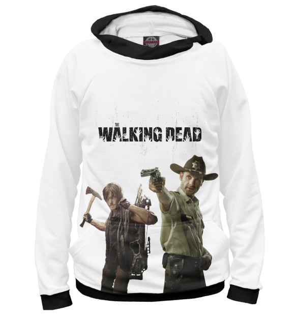 Мужское худи с изображением Daryl&Rick цвета Белый
