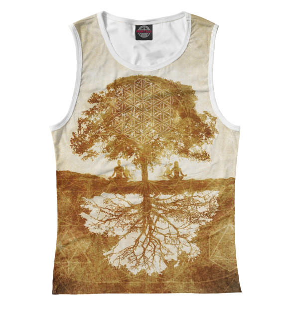 Женская майка с изображением Между небом и землёй цвета Белый