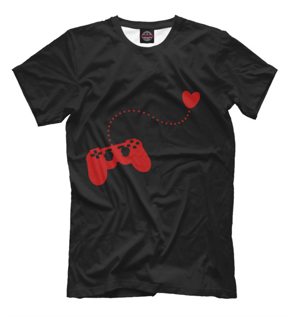 Мужская футболка с изображением Путь к сердцу лежит через игры цвета Черный