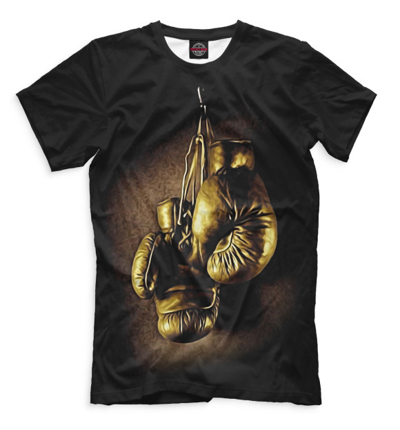 Мужская футболка с изображением Золотые перчатки цвета Черный