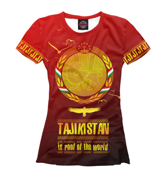 Женская футболка с изображением Таджикистан крыша мира цвета Белый