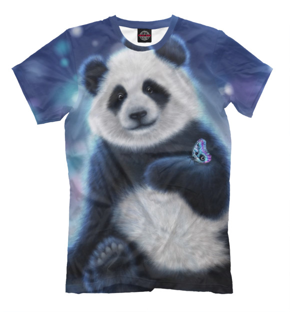 Мужская футболка с изображением Панда цвета Серый