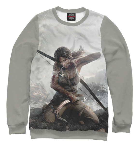 Женский свитшот с изображением Tomb Raider цвета Белый