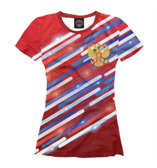 Женская футболка Россия триколор