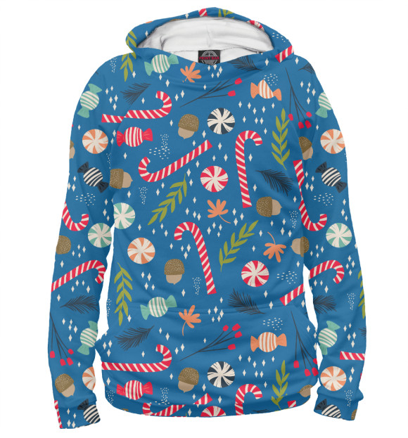 Мужское худи с изображением Christmas collection 2019 цвета Белый