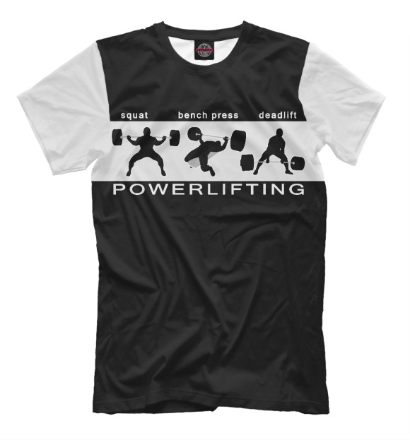Мужская футболка с изображением Powerlifting цвета Черный