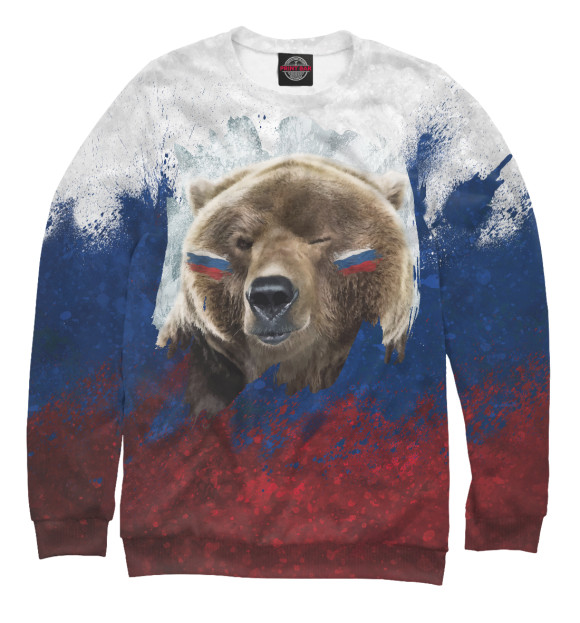 Женский свитшот с изображением Русский Медведь цвета Белый