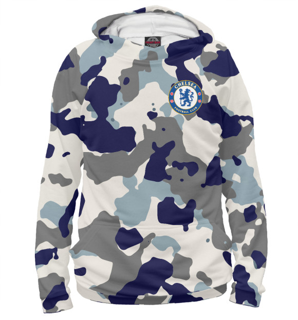 Мужское худи с изображением FC Chelsea Camouflage цвета Белый