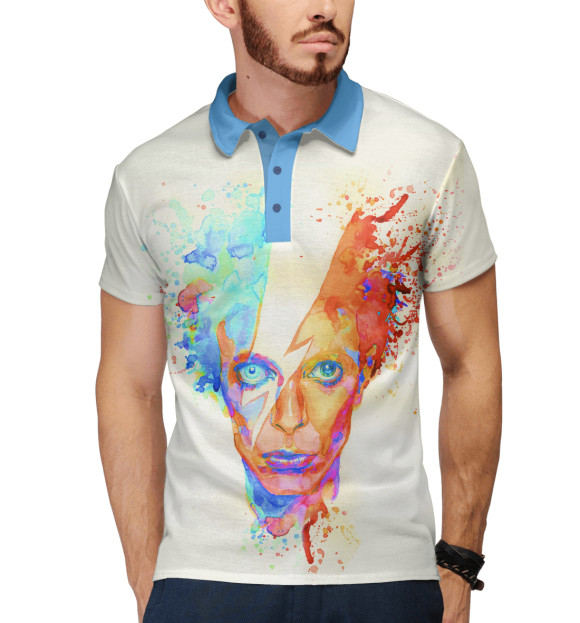 Мужское поло с изображением David Bowie цвета Белый