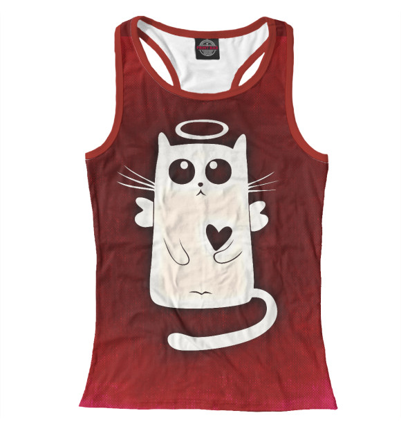 Женская майка-борцовка с изображением Котоангел цвета Белый