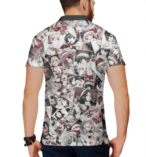 Мужское поло с изображением Новогодний Hentai цвета Р‘РµР»С‹Р№