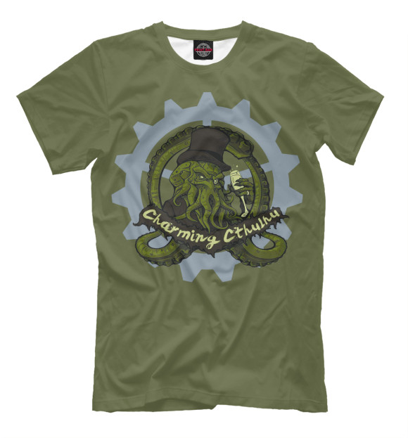 Мужская футболка с изображением charming cthulhu цвета Серый